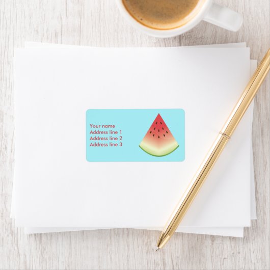 Illustratie watermeloen segment op blauw etiket (Insitu)