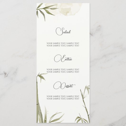 Illustratie waterverf Bamboe-boom Menu (Achterkant)