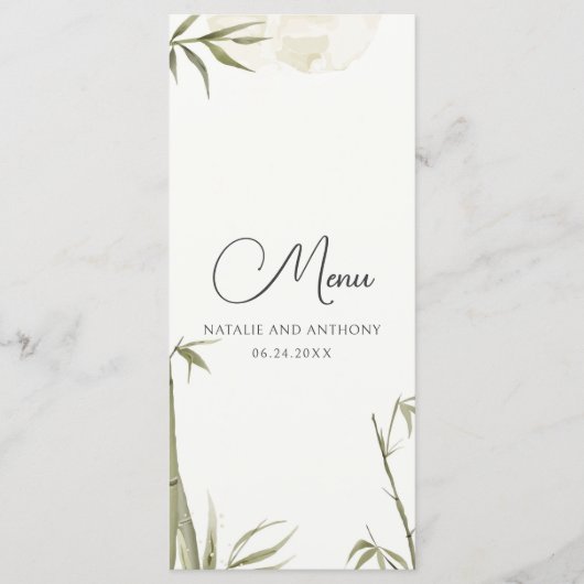 Illustratie waterverf Bamboe-boom Menu (Voorkant)