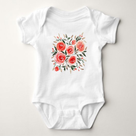 Illustratie Waterverf Cute Pink Roses Romper (Voorkant)