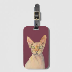 Illustratie Waterverf Elegant Sphynx Cat Bagagelabel