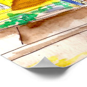 Illustratie waterverf- en inktroeihuizen kleurrijk poster (Hoek)