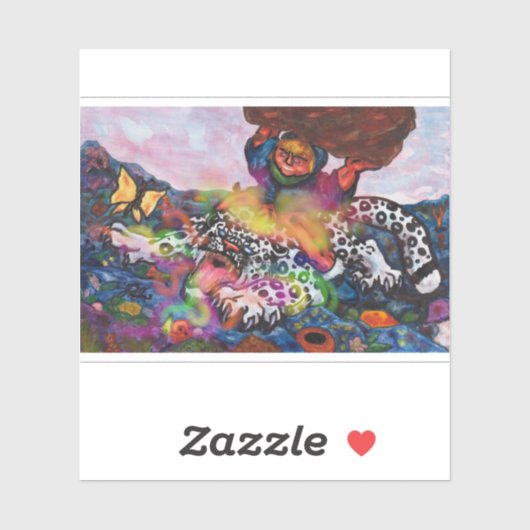 Illustratie waterverf Fantasy Eros die een rijdend Sticker (Vel)