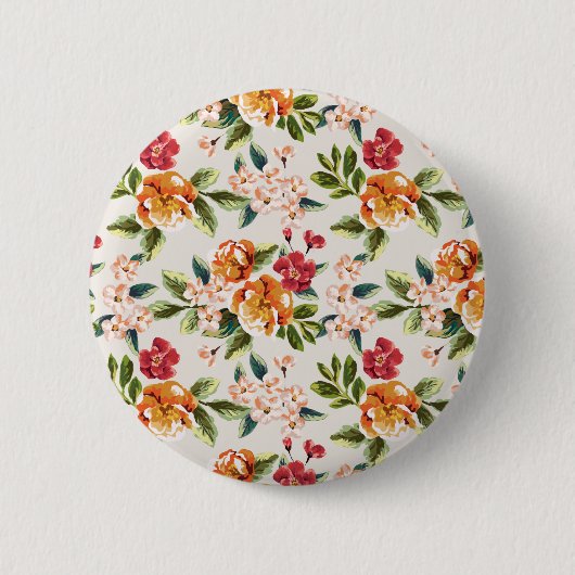 Illustratie Waterverf Girly Chic Floral Pattern Ronde Button 5,7 Cm (Voorkant)