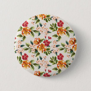 Illustratie Waterverf Girly Chic Floral Pattern Ronde Button 5,7 Cm
