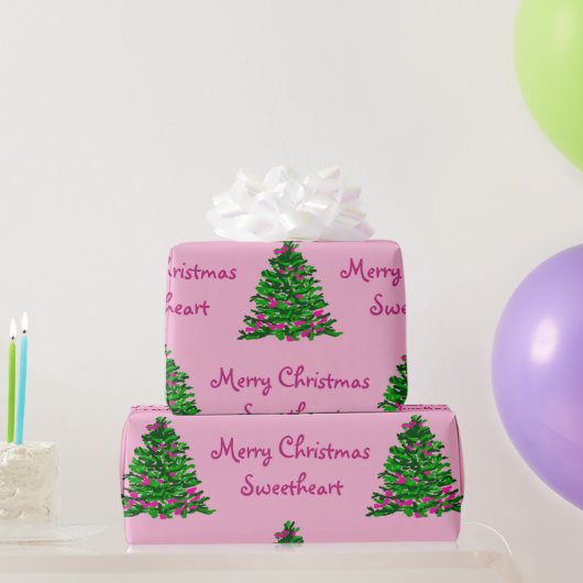 Illustratie Waterverf kerstboom Costomize Cadeaupapier (Feestgeschenken)