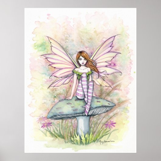 Illustratie Waterverf kleine lentevaarfae fairy Poster (Voorkant)