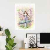 Illustratie Waterverf kleine lentevaarfae fairy Poster (Thuiskantoor)