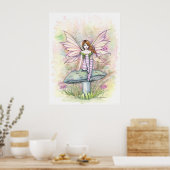Illustratie Waterverf kleine lentevaarfae fairy Poster (Keuken)