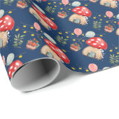 Illustratie waterverf Kunst Cute Muschrooms Cadeaupapier (Rol Hoek)