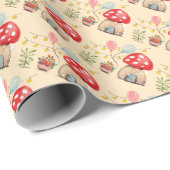 Illustratie waterverf Kunst Cute Muschrooms Cadeaupapier (Rol Hoek)