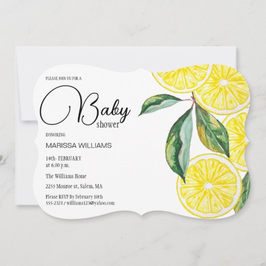 Illustratie Waterverf Lemon Slices Feestdagenkaart (Voorkant)