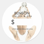 Illustratie waterverf Mode | Aangepaste prijs Ronde Sticker (Voorkant)