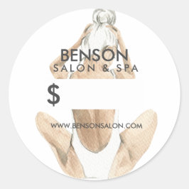 Illustratie waterverf Mode | Aangepaste prijs Ronde Sticker