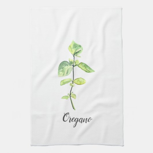 Illustratie Waterverf Oregano Herb Theedoek (Verticaal)