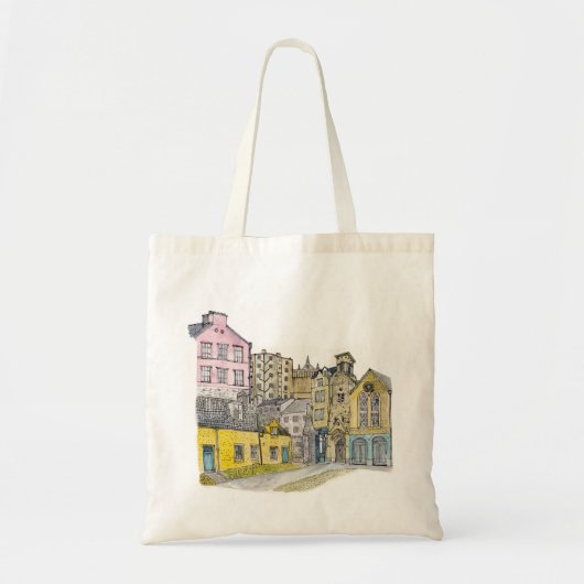 Illustratie Waterverf Oude stad Edinburgh Tote Bag (Voorkant)