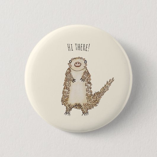 Illustratie waterverf Pangolin Ronde Button 5,7 Cm (Voorkant)