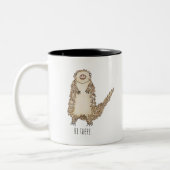 Illustratie waterverf Pangolin Tweekleurige Koffiemok (Links)