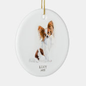 Illustratie Waterverf Papillon Pet Dog Aangepast Keramisch Ornament (Rechts)