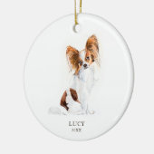 Illustratie Waterverf Papillon Pet Dog Aangepast Keramisch Ornament (Links)