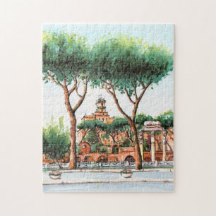 Illustratie waterverf Park Legpuzzel
