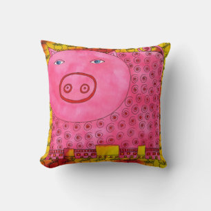 Illustratie Waterverf patterned Pig Kussen