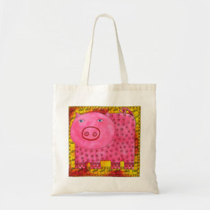 Illustratie Waterverf patterned Pig Tote Bag