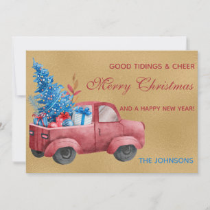 Illustratie Waterverf Rode kersttruck  Foto