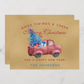 Illustratie Waterverf Rode kersttruck  Foto (Voorkant / Achterkant)