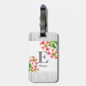 Illustratie waterverf Roze en White Petunias Bagagelabel (Achterkant verticaal)