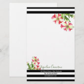Illustratie waterverf Roze en White Petunias Briefpapier (Voorkant / Achterkant)
