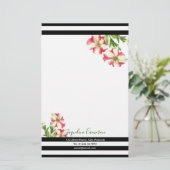Illustratie waterverf Roze en White Petunias Briefpapier (Staand voorkant)