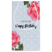 Illustratie Waterverf roze roze rode Floral Polka Klein Cadeauzakje (Achterkant)