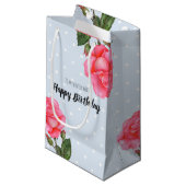 Illustratie Waterverf roze roze rode Floral Polka Klein Cadeauzakje (Voorkant Gekanteld)