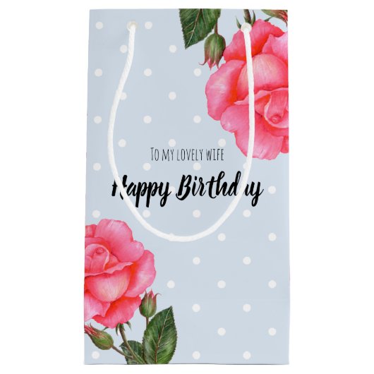 Illustratie Waterverf roze roze rode Floral Polka Klein Cadeauzakje (Voorkant)
