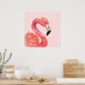 Illustratie Waterverf roze zomerflamingo Bird Poster (Keuken)