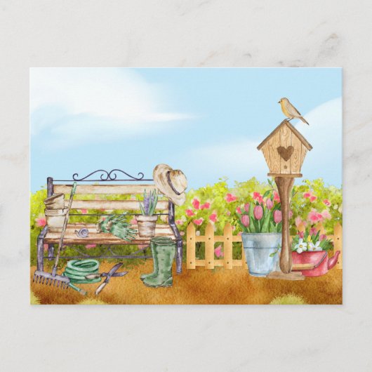 Illustratie Waterverf Tuinier Briefkaart (Voorkant)