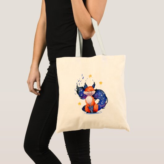 Illustratie waterverf van Galaxy Celestial Fox Tote Bag (Voorkant (product))
