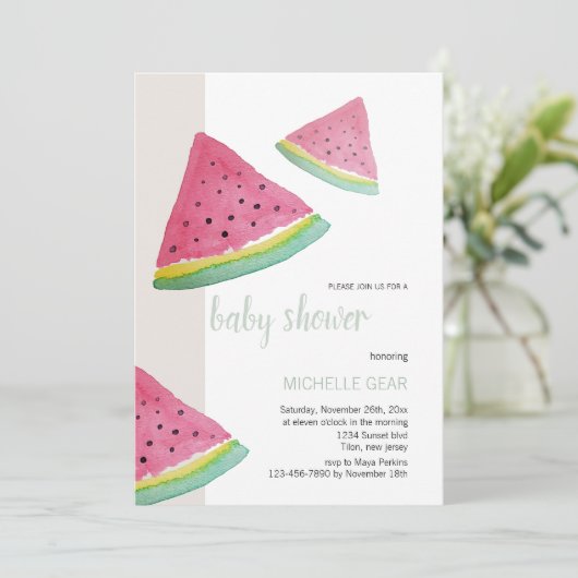 Illustratie Waterverf watermeloen Kaart (Staand voorkant)