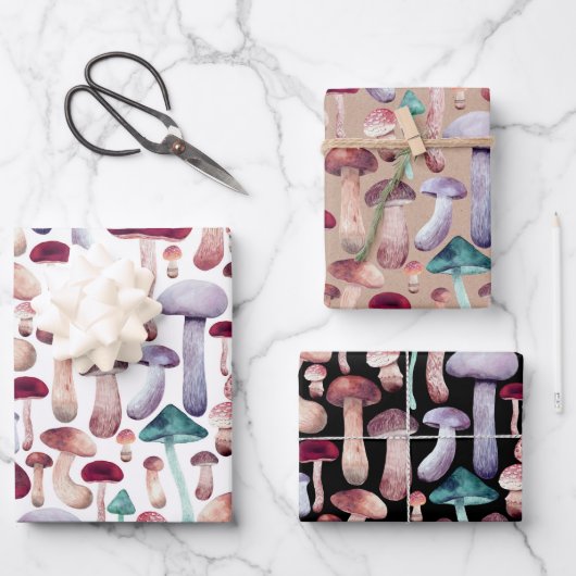 Illustratie Waterverf wilde paddenstoelen  Inpakpapier Vel (Voorkant)
