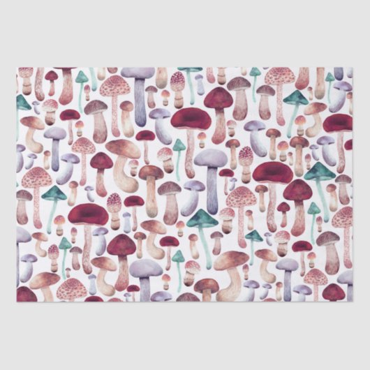 Illustratie Waterverf wilde paddenstoelen  Tissuepapier (Voorkant)
