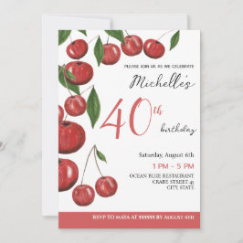 Illustratie Waterverf zoete kersen Birthday in Kaart