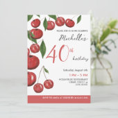 Illustratie Waterverf zoete kersen Birthday in Kaart (Staand voorkant)