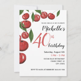 Illustratie Waterverf zoete kersen Birthday Kaart