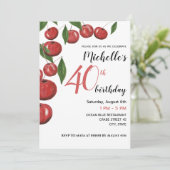 Illustratie Waterverf zoete kersen Birthday Kaart (Staand voorkant)