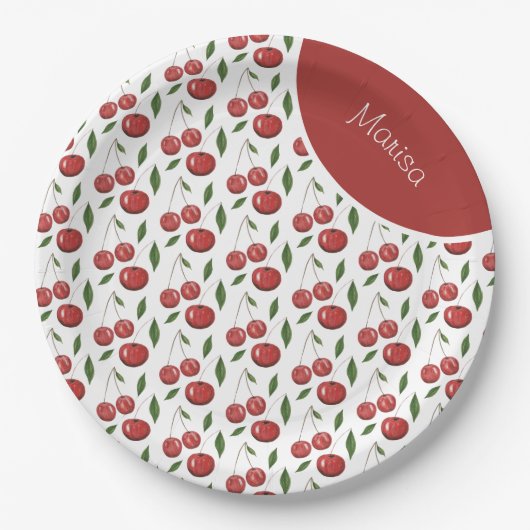 Illustratie Waterverf zoete kersen Papieren Bordje (Voorkant)