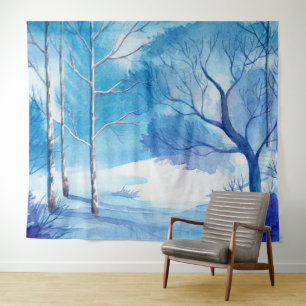 Illustratie Waterverven winterlandschap Wandkleed