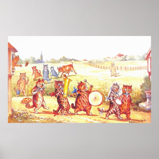 Illustratie weddenschapskat van Louis Wain Poster (Voorkant)