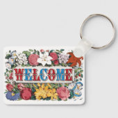 Illustratie WELKOM met Bloemen Sleutelhanger (Voorkant)