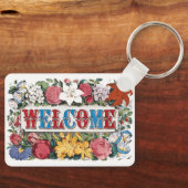 Illustratie WELKOM met Bloemen Sleutelhanger (Voorkant)